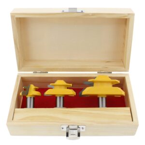 deadwood crafted tools 45 degree locking miter bit set - 3pc 1/2in wood router bits for 3/8 to 1-1/4in wood boards