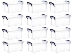 superio clear storage bins with lids, stackable storage box with latches and handles, extra small, 12 pack 2 quart