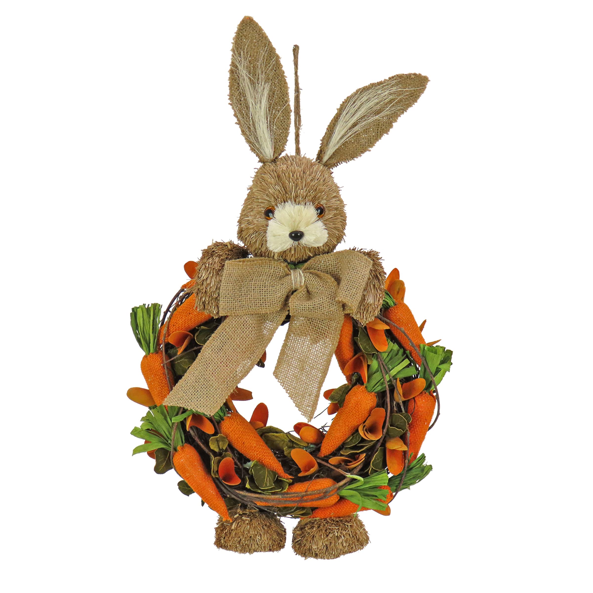 National Tree Company Artificial Hanging Wreath, Foam Ring Base, Decorated with Bunny, Carrots, Vines, Leafy Greens, Easter Collection, 20 Inches