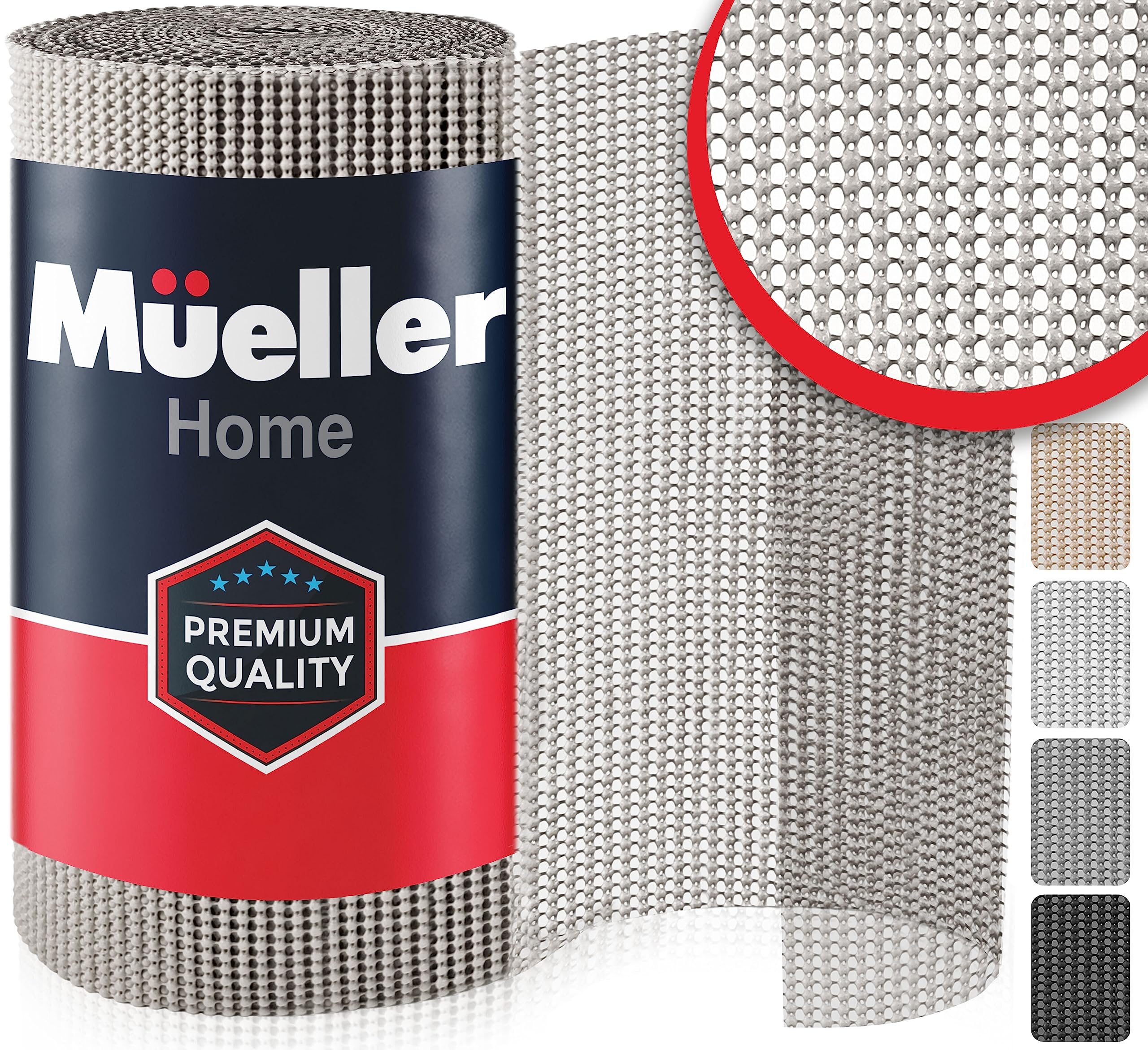 Mueller Ultra-Premium Drawer and Shelf Liner, 12 Inch x 20 FT Heavy-Duty and Slip-Resistant Liner, Durable Non Adhesive Waterproof Roll, for Drawers, Kitchen, Cabinets, Shelves, Desks, Light Grey