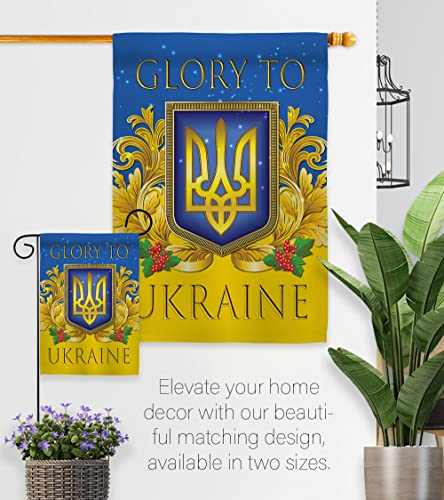 Ukraine Flag Glory to Ukraine Garden Flag Set Wood Dowel Support Cause Stand with Ukrainian House Decoration Banner Small Yard Gift Double-Sided, Made in USA