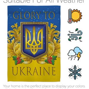 Ukraine Flag Glory to Ukraine Garden Flag Set Wood Dowel Support Cause Stand with Ukrainian House Decoration Banner Small Yard Gift Double-Sided, Made in USA