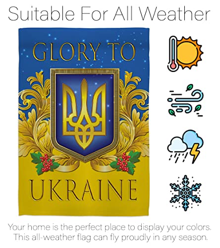 Ukraine Flag Glory to Ukraine Garden Flag Set Wood Dowel Support Cause Stand with Ukrainian House Decoration Banner Small Yard Gift Double-Sided, Made in USA