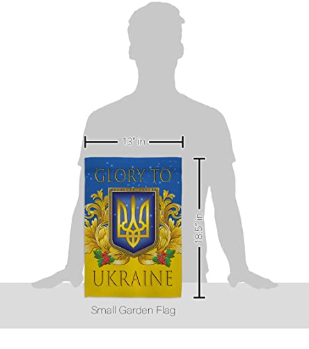 Ukraine Flag Glory to Ukraine Garden Flag Set Wood Dowel Support Cause Stand with Ukrainian House Decoration Banner Small Yard Gift Double-Sided, Made in USA