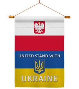 ukraine flag poland stand with ukraine house flag dowel set support cause ukrainian decoration banner small garden yard gift double-sided, made in usa