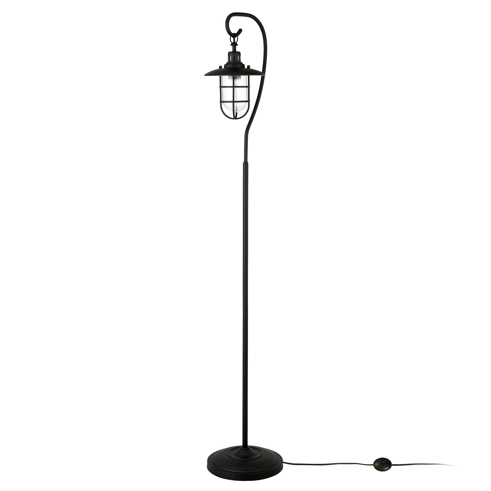 Bay Nautical Floor Lamp with Glass Shade in Blackened Bronze/Clear