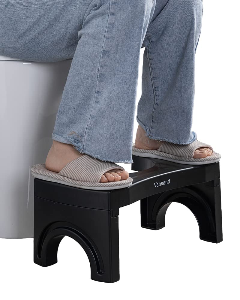 Vansand Toilet Foot Stool,Folding Toilet Stool,Squatting Toilet Potty Stool,Toilet Auxiliary Step,7.5Inch Height (Black)