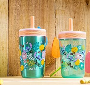 Zak Designs Disney Lilo and Stitch Kelso Tumbler Set, Leak-Proof Screw-On Lid with Straw, Bundle for Kids Includes Plastic and Stainless Steel Cups with Bonus Sipper (3pc Set, Non-BPA, Stitch)