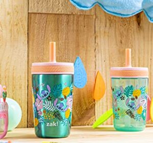 Zak Designs Disney Lilo and Stitch Kelso Tumbler Set, Leak-Proof Screw-On Lid with Straw, Bundle for Kids Includes Plastic and Stainless Steel Cups with Bonus Sipper (3pc Set, Non-BPA, Stitch)