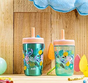 Zak Designs Disney Lilo and Stitch Kelso Tumbler Set, Leak-Proof Screw-On Lid with Straw, Bundle for Kids Includes Plastic and Stainless Steel Cups with Bonus Sipper (3pc Set, Non-BPA, Stitch)