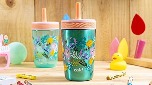 Zak Designs Disney Lilo and Stitch Kelso Tumbler Set, Leak-Proof Screw-On Lid with Straw, Bundle for Kids Includes Plastic and Stainless Steel Cups with Bonus Sipper (3pc Set, Non-BPA, Stitch)