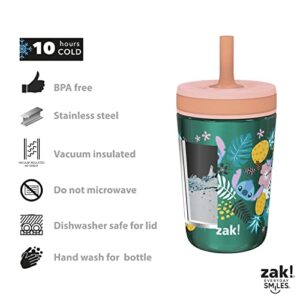 Zak Designs Disney Lilo and Stitch Kelso Tumbler Set, Leak-Proof Screw-On Lid with Straw, Bundle for Kids Includes Plastic and Stainless Steel Cups with Bonus Sipper (3pc Set, Non-BPA, Stitch)