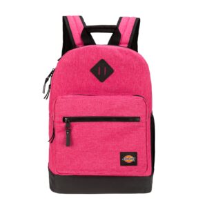 dickies signature lightweight backpack for school classic logo water resistant casual daypack for travel fits 15.6 inch notebook (pink)