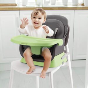 VEEYOO Baby High Chair 6 in 1, Convertible high Chair/Dinning Booster Seat/Toddlers Table & Chair Set with Easy Clearance, Removable Tray, Adjustable Legs, Safety Harness for Girl/boy