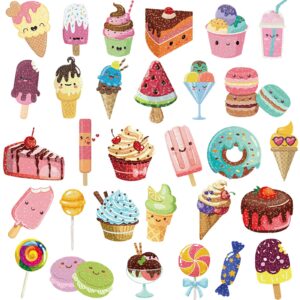 ooopsiun glitter ice cream temporary tattoos for girls - 120 glitter styles, ice cream, lollies, donut cake tattoos - sweet summer tattoos for kids birthday party decorations supplies favors