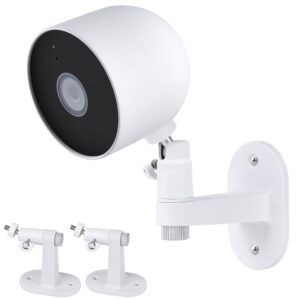 wochel 2pack adjustable security wall mount bracket for google nest cam outdoor or indoor, battery, perfect view angle for your security camera system - white