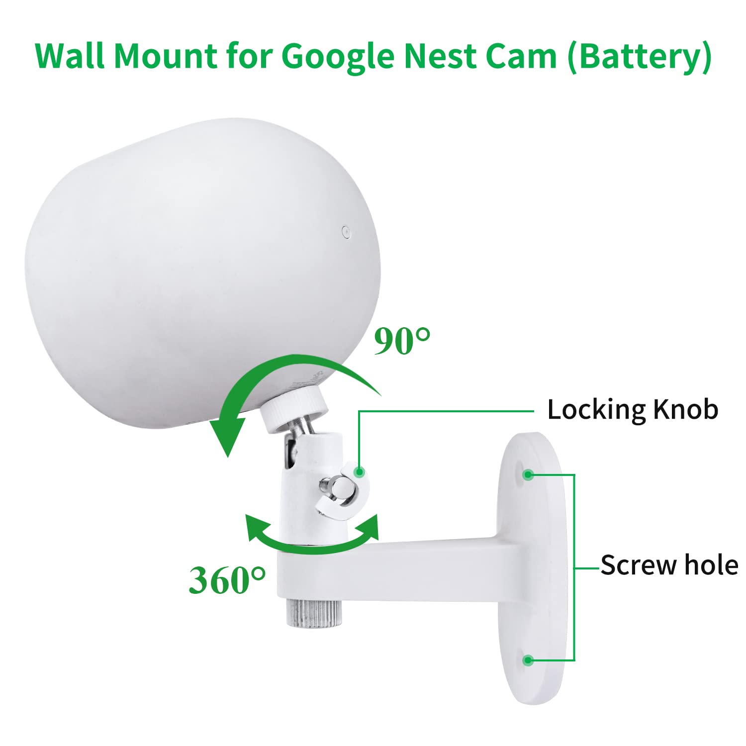 wochel 2Pack Adjustable Security Wall Mount Bracket for Google Nest Cam Outdoor or Indoor, Battery, Perfect View Angle for Your Security Camera System - White