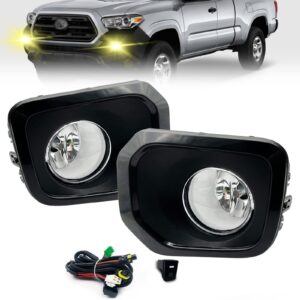 fog lights assembly kit for 2016 2017 2018 2019 2020 2021 2022 2023 toyota tacoma(fits sr,sr5 model only), 1 pair bumper driving fog lamps set with h11 55w halogen bulbs