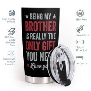 Macorner Brother Gifts - Tumbler 20oz - Birthday Christmas Gifts for Brothers From Sister Brother - Gifts For Men Big Brother Little Brother Siblings Brother In Law - Brother Gifts From Sister