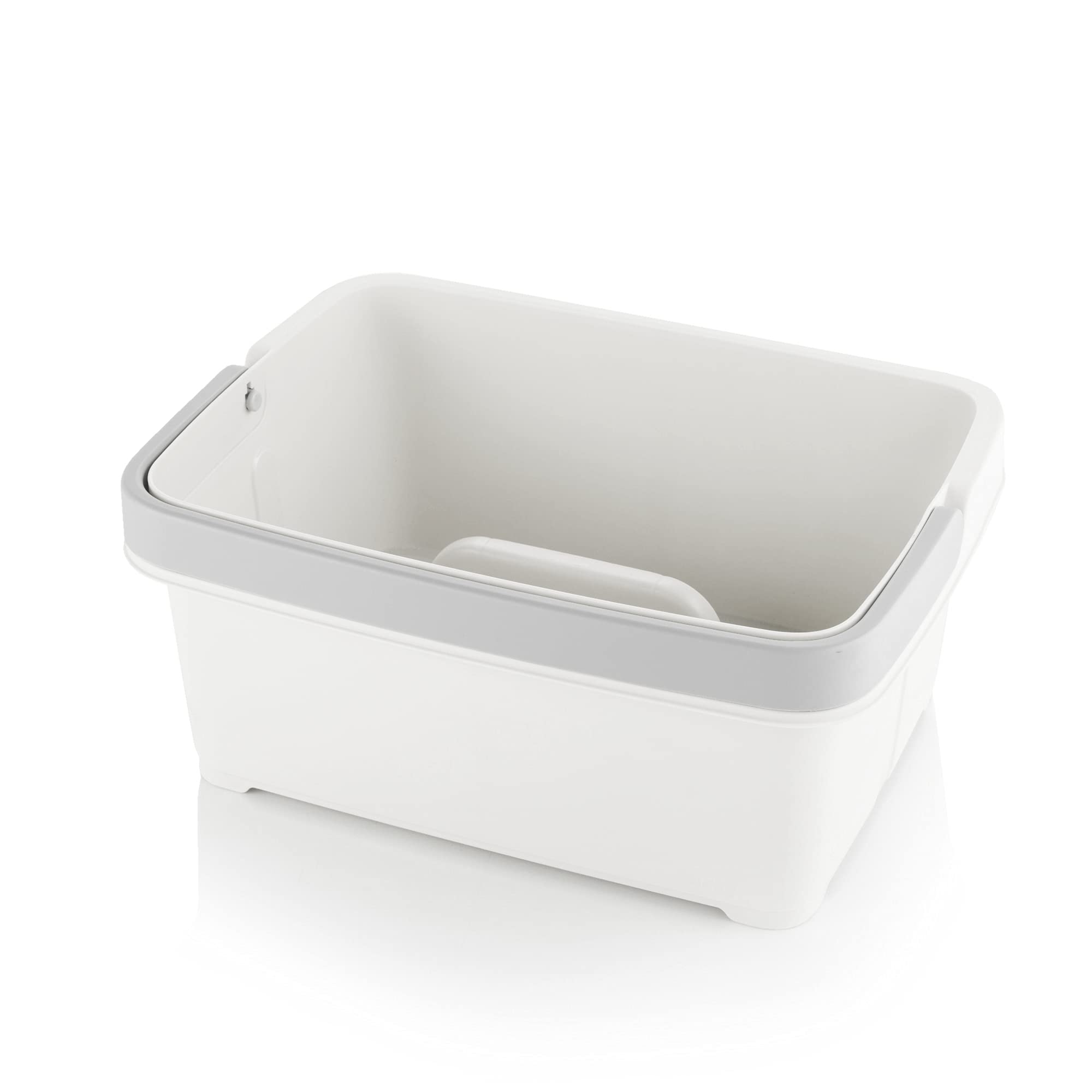 Minky Large Storage Caddy - Easy to Clean Plastic Storage Bin with Foldaway Handle - Perfect for Cleaning, Crafts, Baby Items, DIY - Great for Pantry, Fridge & Organization - Made in UK (White)