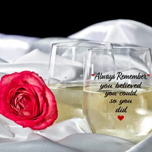 Always Remember Wine Glass - College Graduation Gifts For Her, Congratulations Gift For Women, 2022 Congrats Graduate Gift For Nurse, Doctor, Teacher, Grad Student - Unique New Job, Promotion Present