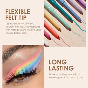 BestLand 12 Colors Matte Creamy Christmas Eyeliner Set Rainbow Red Black White Brown Colorful Neon Eyeliner Pencil Pigmented Smudgeproof Long Lasting Gel Eye Liner Makeup Gift Kit for Women (Set D)