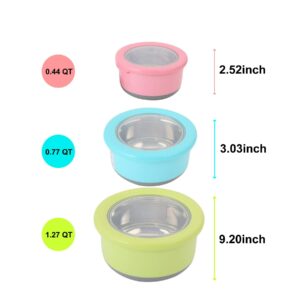 Square Plastic Portion box with Lids.Food Storage Box,Container Sets,Food Storage,Food Containers,Cereal Containers,use for School,Work and Travel,0.52 quarts per box,Set Of 3 (3-Box)