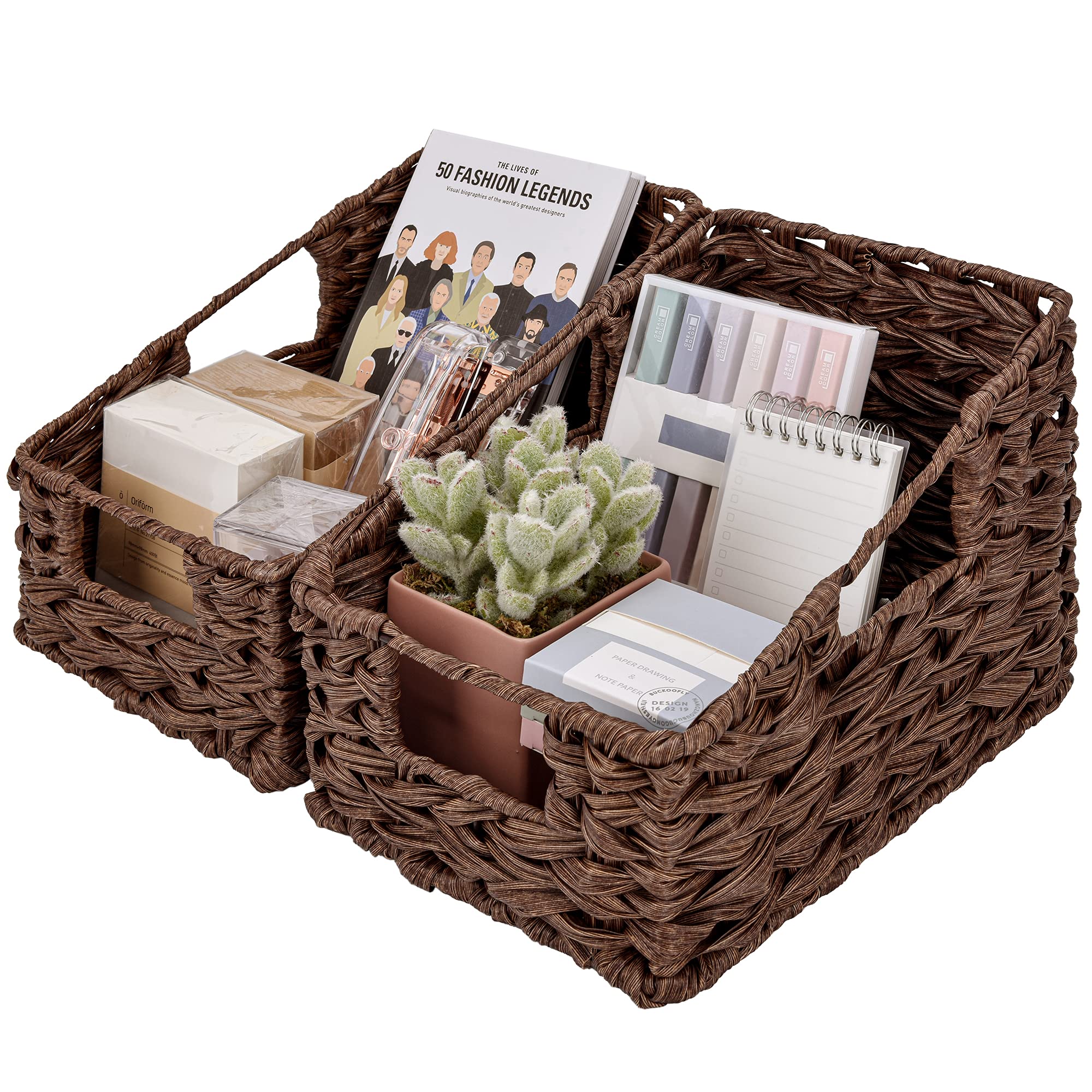 GRANNY SAYS Bundle of 2-Pack Wicker Baskets for Organizing & 2-Pack Wicker Shelf Storage Baskets