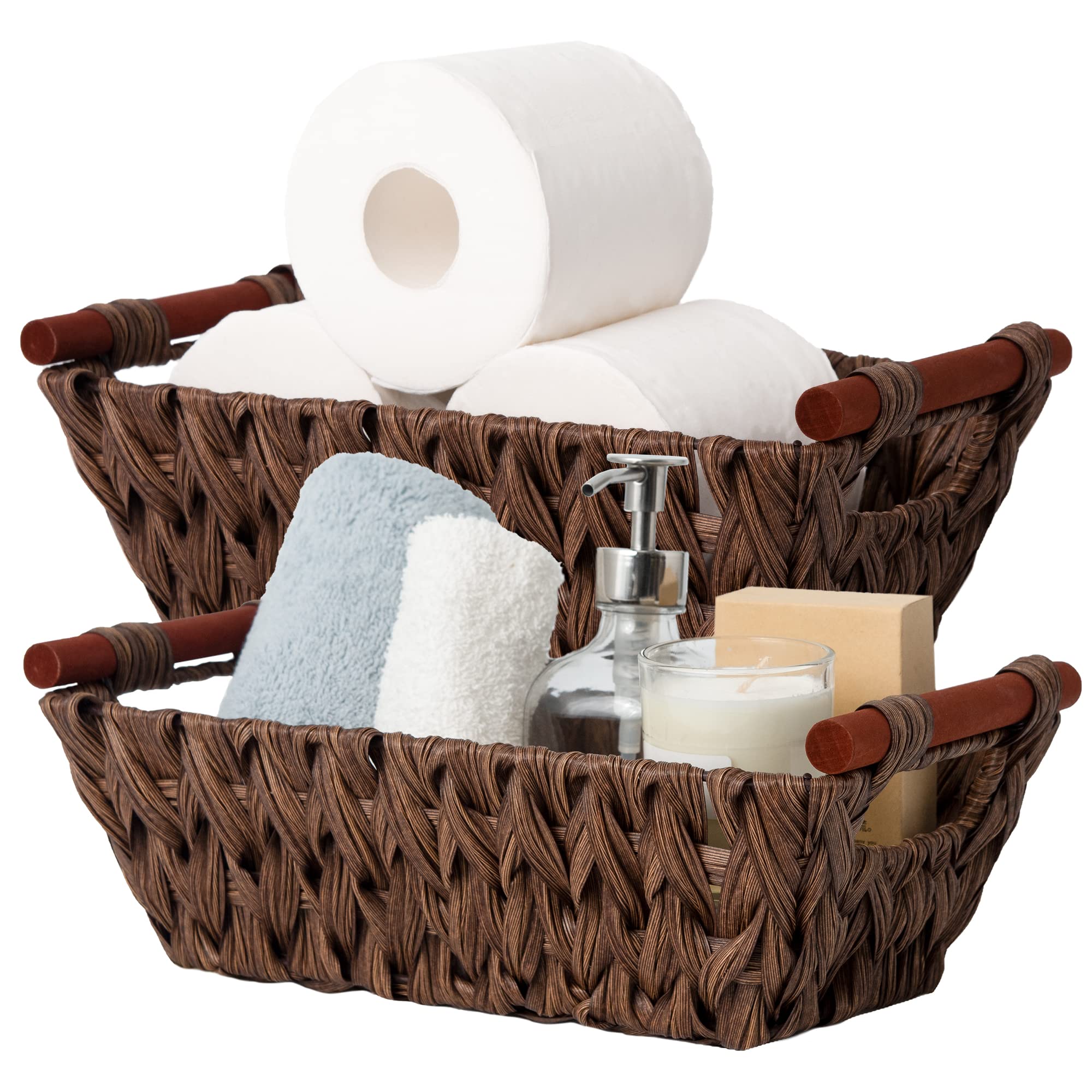 GRANNY SAYS Bundle of 2-Pack Wicker Baskets for Organizing & 2-Pack Wicker Shelf Storage Baskets