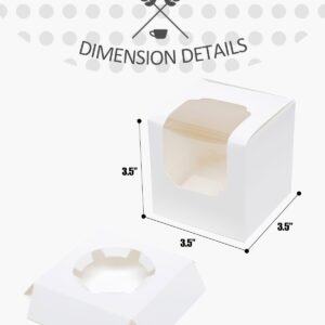 qiqee 60-Packs Cupcake Boxes Auto-pop up Individual Cupcake Container White 3.5" x 3.5" x 3.5" Single Cupcake Boxes