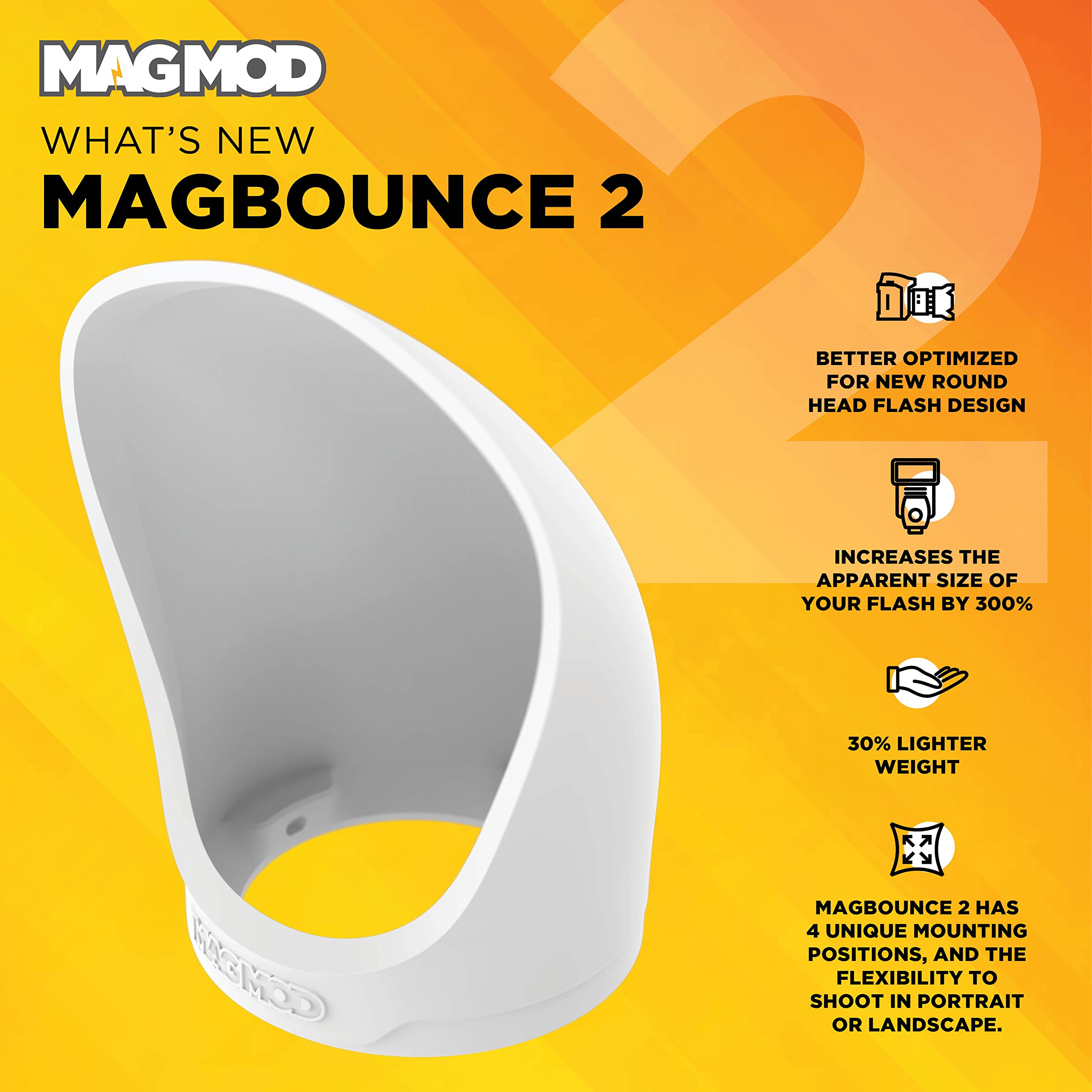 MagBounce 2 Flash Modifier by MagMod | Photography Lighting Bounce Modifier | Magnetic Light Diffuser Attachment | Lightweight Light Control | Light Diffuser