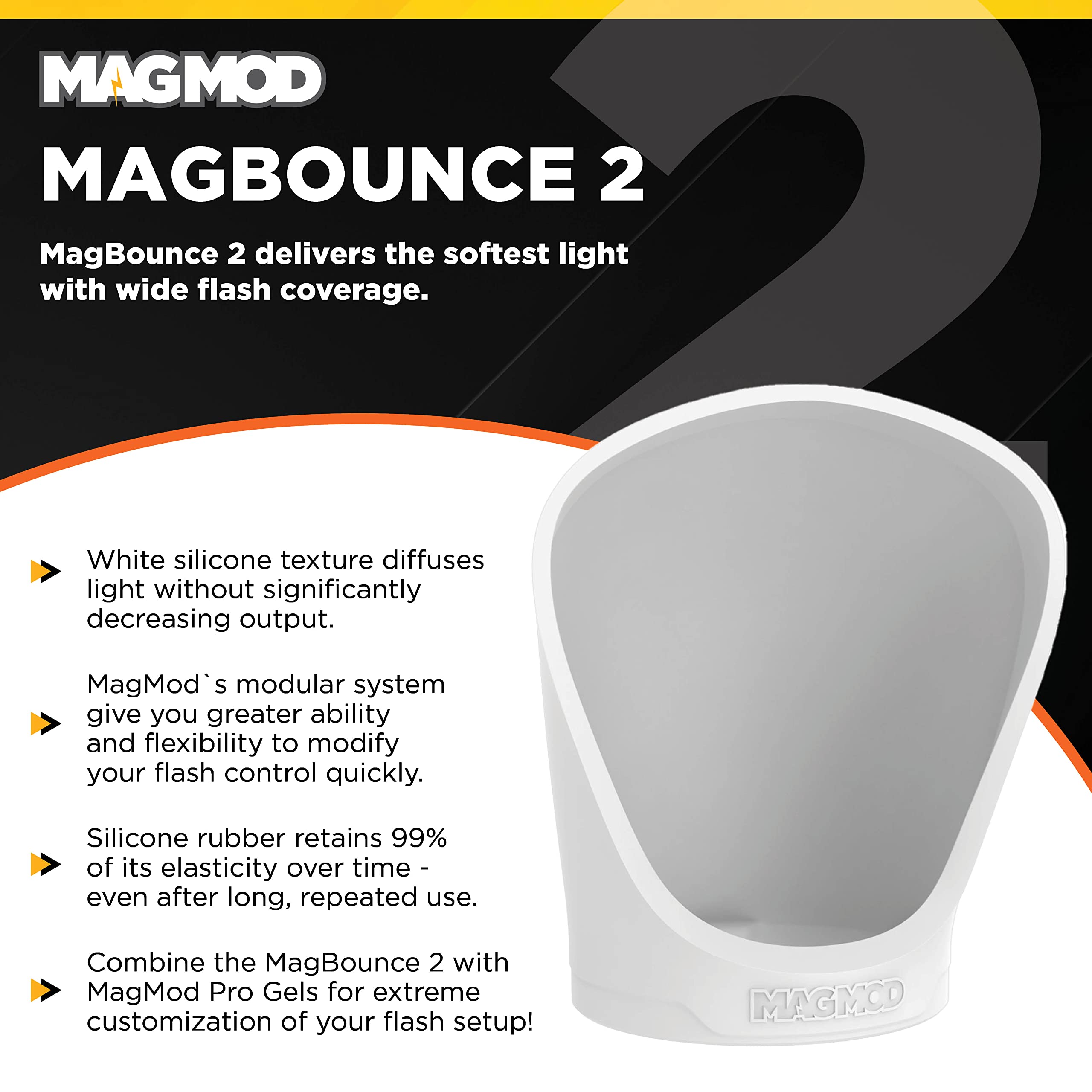 MagBounce 2 Flash Modifier by MagMod | Photography Lighting Bounce Modifier | Magnetic Light Diffuser Attachment | Lightweight Light Control | Light Diffuser