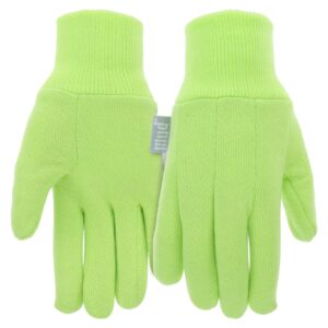 mud basic jersey cotton youth helper gloves, extreme comfort, elastic knit wrist, hand protection, ages 9-12 yrs., green (md60001k-k) (md60001k-y)