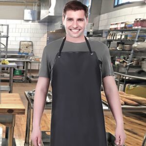 Lchkrep Men's Waterproof Apron Black, Lightweight Vinyl Aprons Rubber Apron for Dishwashing, Butcher, Dog Grooming, Fish Cleaning Industrial Apron,43"x29" Heavy Duty Apron (Black-1pack)