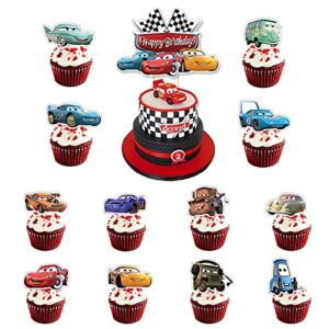cars lightning mcqueen cake topper and cup cake topper for kids birthday race car themed cake decorations
