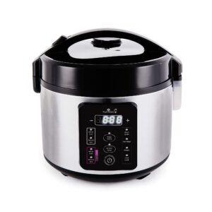 yum asia kumo yumcarb rice cooker with ceramic bowl and advanced fuzzy logic, (5.5 cups, 1 litre), 5 rice cooking functions, 3 multicooker functions, 110v us power (light stainless steel)