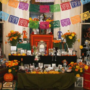 Sainyarh 4 Pieces Day of The Dead Banners Papel Picado Banner Mexican Fiesta Birthday Party Decorations, Felt Dia De Los Muertos Garland, Cinco de Mayo Hanging Flag, Halloween Kids Party Supplies