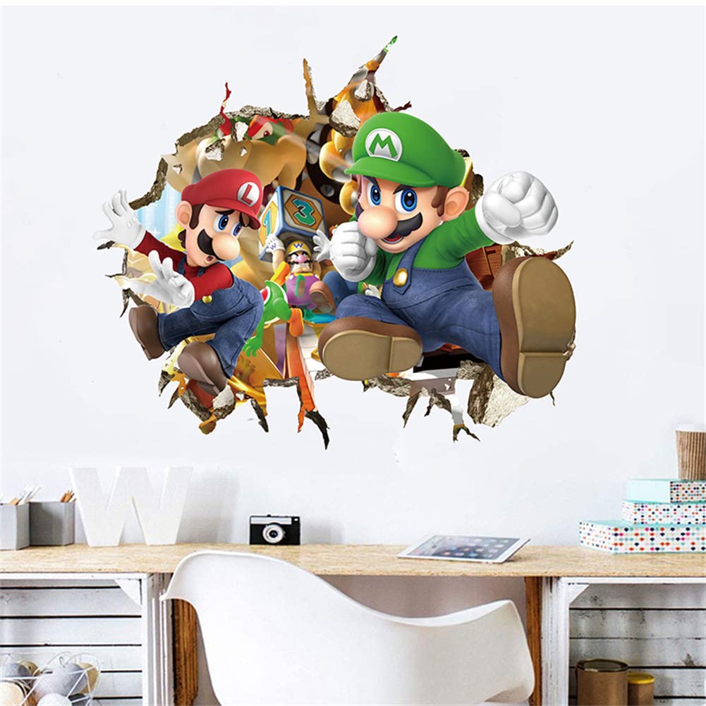 3D Wall Decals Sticker,Children Cartoon Bedroom Background Wall Decoration Self Adhesive Wall Sticker,Hedgehog Video Game Sticker Birthday Party Supplies