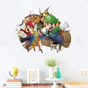 3D Wall Decals Sticker,Children Cartoon Bedroom Background Wall Decoration Self Adhesive Wall Sticker,Hedgehog Video Game Sticker Birthday Party Supplies