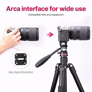 Video Fluid Head for Camera Tripod - ULANZI U-190 Mini Pan Tilt Head Small Panoramic Ball Head with Arca Swiss Quick Release Plate Lightweight Filming Equipment for Compact Camera Load up to 6.6lb/3kg