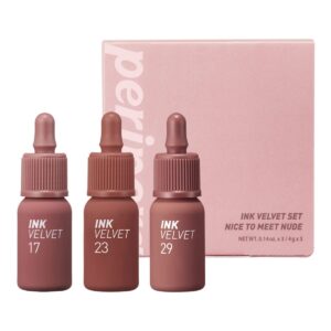 Peripera Ink the Velvet Lip Tint | High Pigment Color, Longwear, Weightless, Not Animal Tested, Gluten-Free, Paraben-Free | NICE TO MEET NUDE, 0.14 fl oz*3