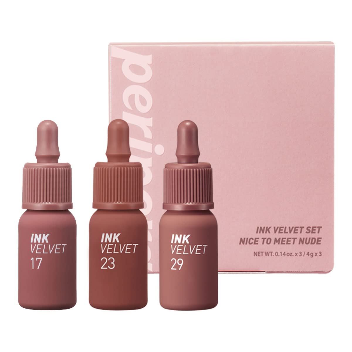 Peripera Ink the Velvet Lip Tint | High Pigment Color, Longwear, Weightless, Not Animal Tested, Gluten-Free, Paraben-Free | NICE TO MEET NUDE, 0.14 fl oz*3