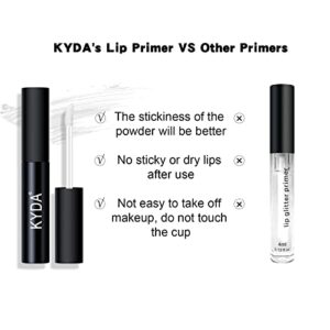 KYDA 3 Colors Glitter Lip Kit, Diamond Metllic High Pigmented Powder for Lips Cosmetics, Glitter Lips Makeup,with Lip Primer and Brush, Long Wear-Set A