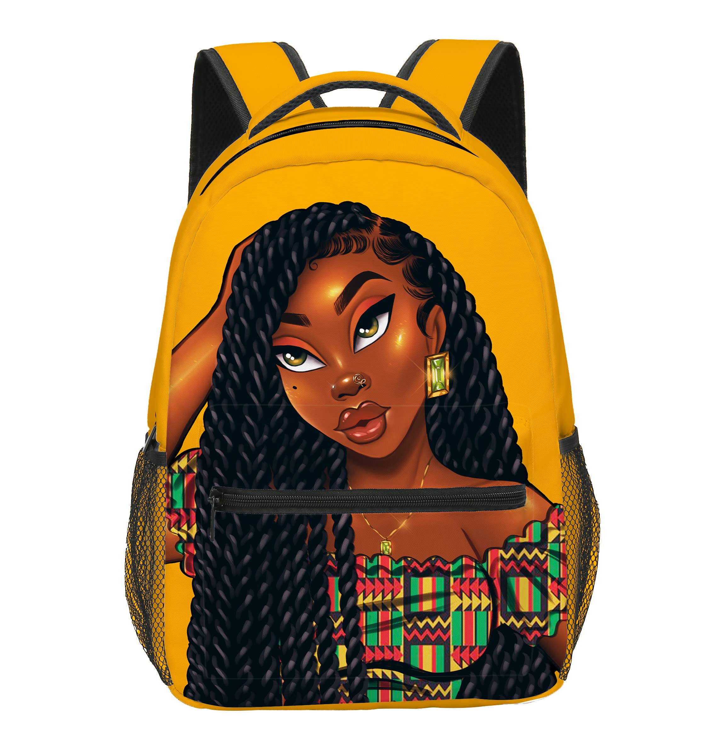 yalinan African Black Girl Backpack for School African American Book Bag Large Capacity Laptop Backpack for Teen Students Women College, Gifts for Daughter Granddaughter