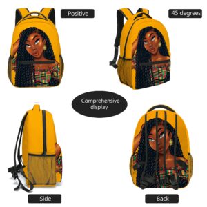 yalinan African Black Girl Backpack for School African American Book Bag Large Capacity Laptop Backpack for Teen Students Women College, Gifts for Daughter Granddaughter