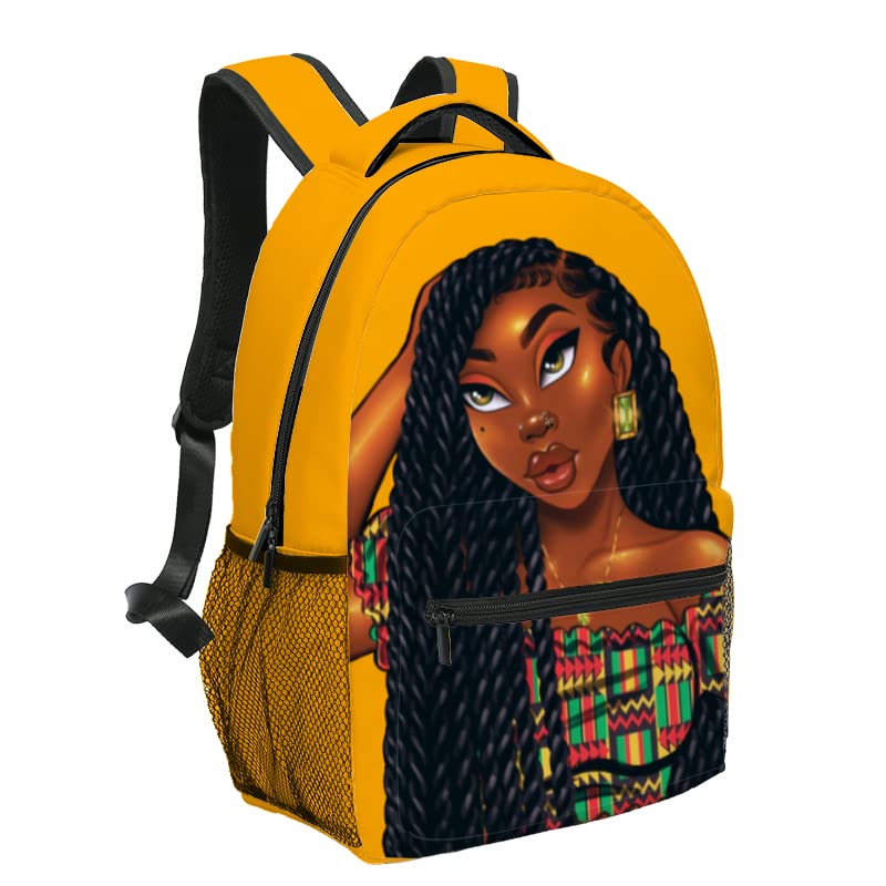 yalinan African Black Girl Backpack for School African American Book Bag Large Capacity Laptop Backpack for Teen Students Women College, Gifts for Daughter Granddaughter