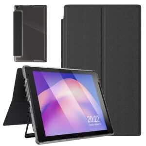 tablet case for tjd 10.1 inch tablet, multi-viewing angels pu leather stand folio case cover compatible with tjd mt1011 touchscreen tablet, with magnetic cover (black case)