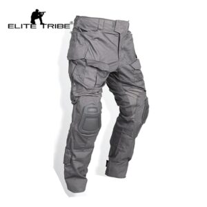 Elite Tribe Gen3 Combat Pants Airsoft Military Tactical BDU Pants with Knee Pad (Medium, Wolf Gray)