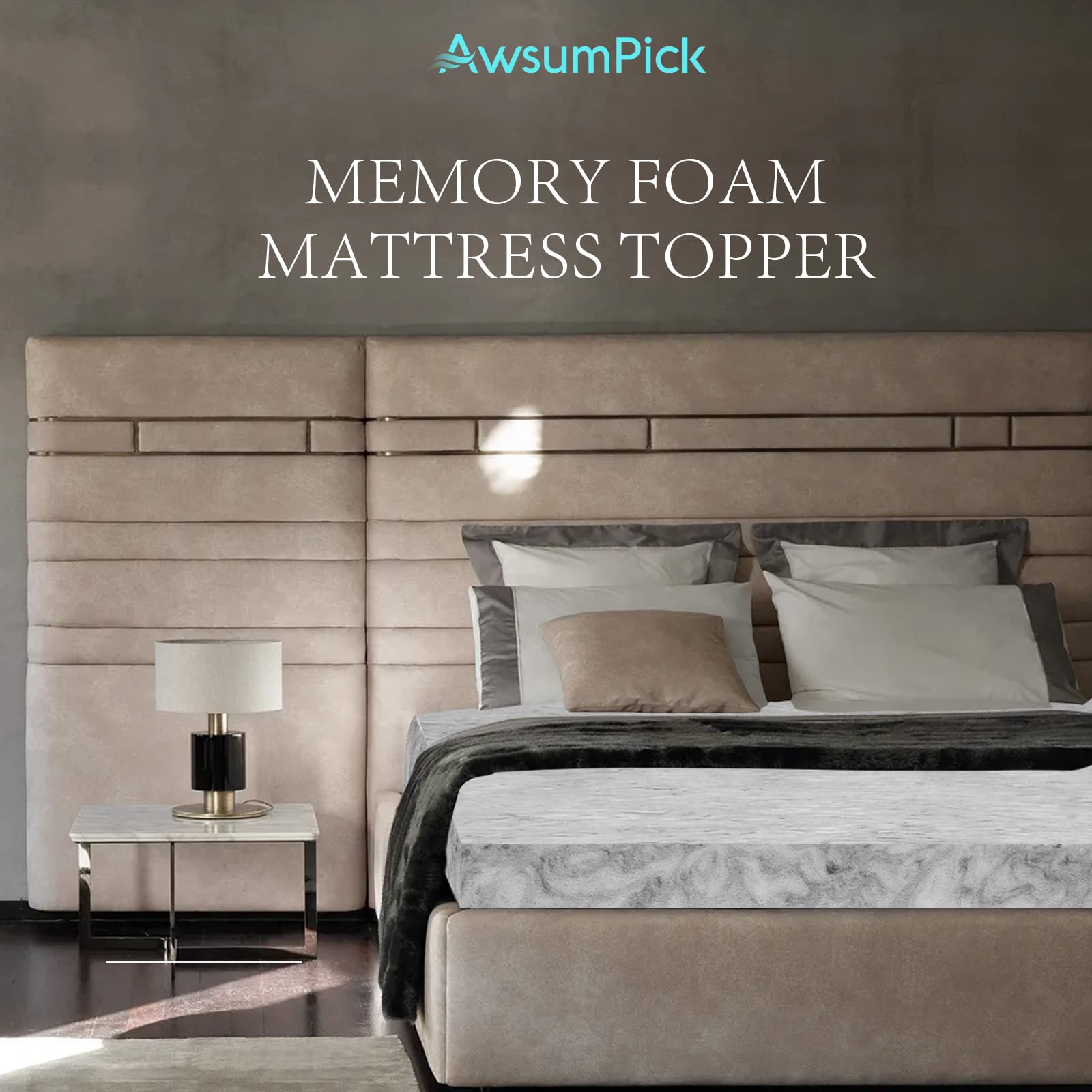 AwsumPick Memory Foam Mattress Topper Twin XL 2 Inch, Charcoal Infused Mattress Pad for College Dorm, Soft Extra Long Twin Bed Toppers, CertiPUR-US Certified