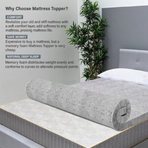 AwsumPick Memory Foam Mattress Topper Twin XL 2 Inch, Charcoal Infused Mattress Pad for College Dorm, Soft Extra Long Twin Bed Toppers, CertiPUR-US Certified